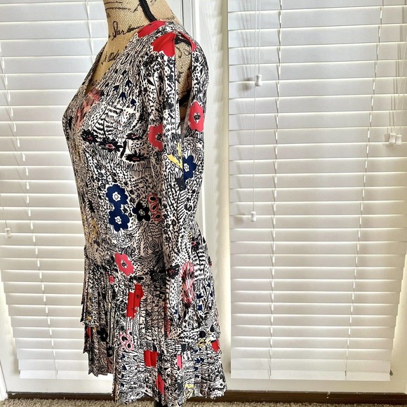 Plenty by Tracy Reese Petite XX-Small Floral Botanical Pleated Print Shift Dress - Picture 8 of 15